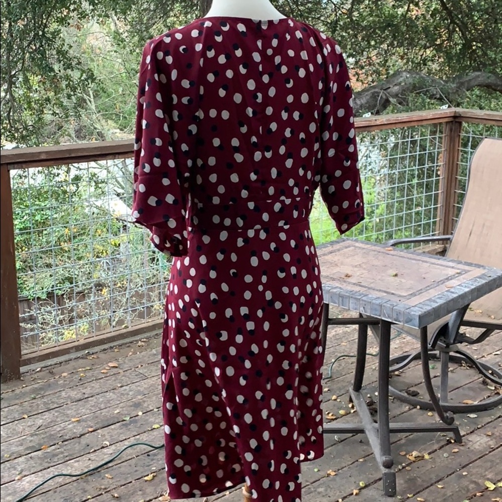 Beautiful Burgundy dress with white and black dots - Picture 5 of 14